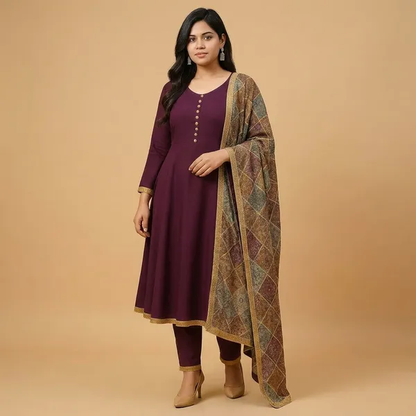Womens_Elegant_Ethnic_Long_Anarkali_Dress_With_Printed_Dupatta_Wine