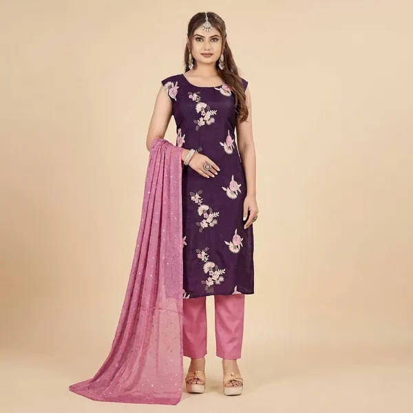 Womens_Floral_Embroidered_Asymmetric_Kurti_Set_Wine