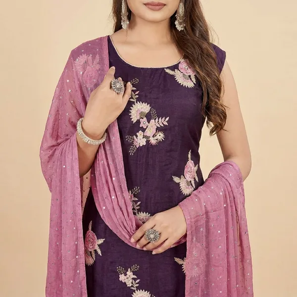 Womens_Floral_Embroidered_Asymmetric_Kurti_Set_Wine