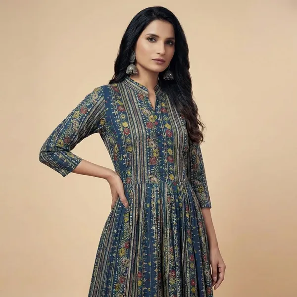 Womens_Ethnic_Printed_Long_Ankle_Length_Dress_Premium_Rayon_Festive_Wear_Navy_Blue