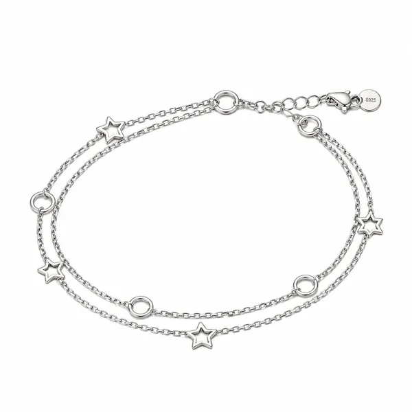 Star_And_Circle_Layered_Anklet_-_925_Silver_-_Single