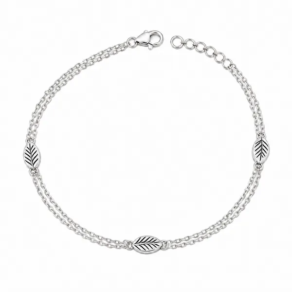 Nature_Leaf_Double_Chain_Anklet_925_Silver_-_Single
