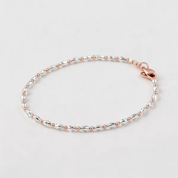 Rose_Gold_Dual_Tone_Sparkle_Beaded_Anklet_925_Silver_-_Single