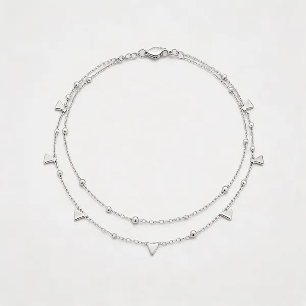 Celeste_Traingle_Charms_Double_Layer_Anklet_925_Silver_-_Single