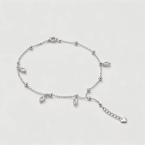 Marquise_Solitaire_Charms_Anklet_-_925_Silver_-_Single