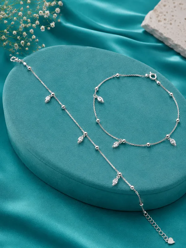 Marquise_Solitaire_Charms_Anklet_-_925_Silver_-_Single