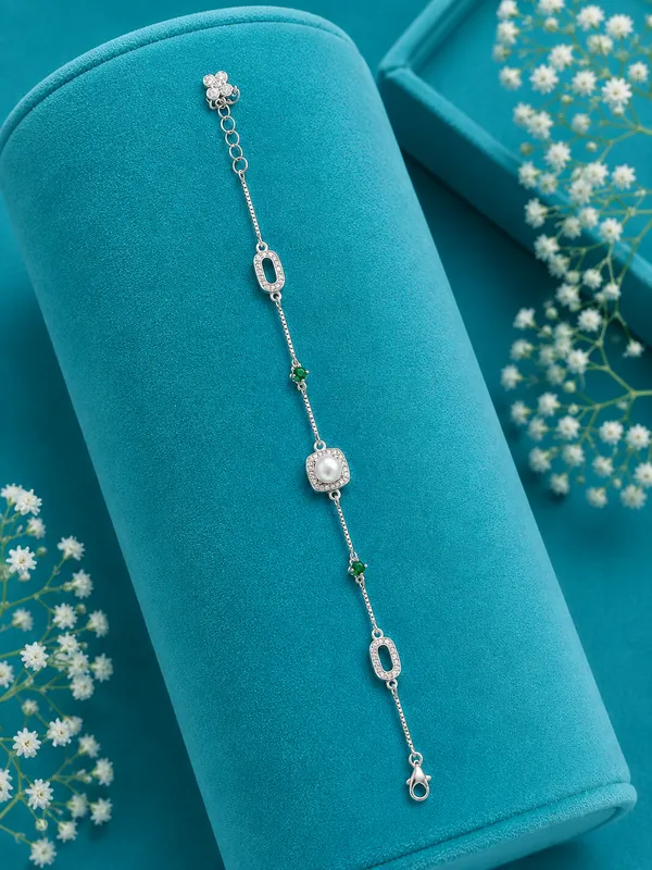 Emerald_&_Pearl_Halo_Bracelet_-_Green_-_Made_With_925_Silver