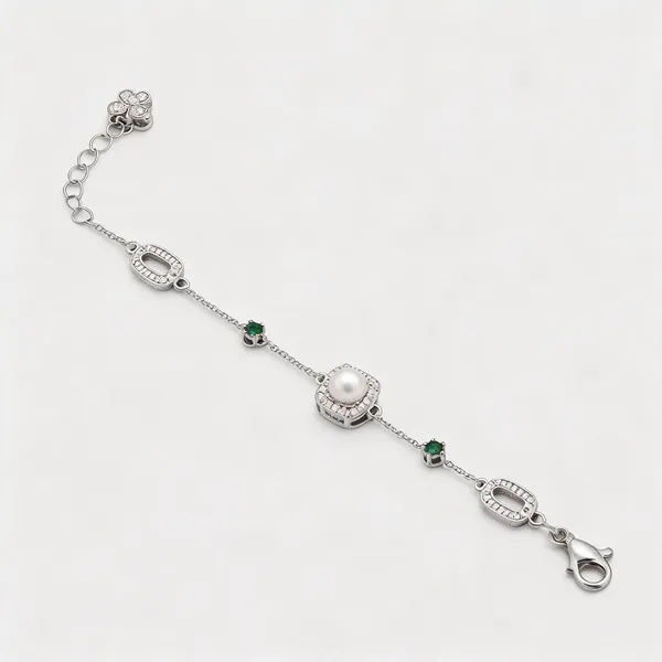 Emerald_&_Pearl_Halo_Bracelet_-_Green_-_Made_With_925_Silver
