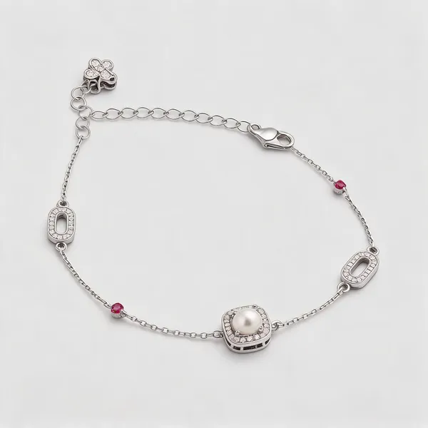 Emerald_&_Pearl_Halo_Bracelet_-_Pink_-_Made_With_925_Silver