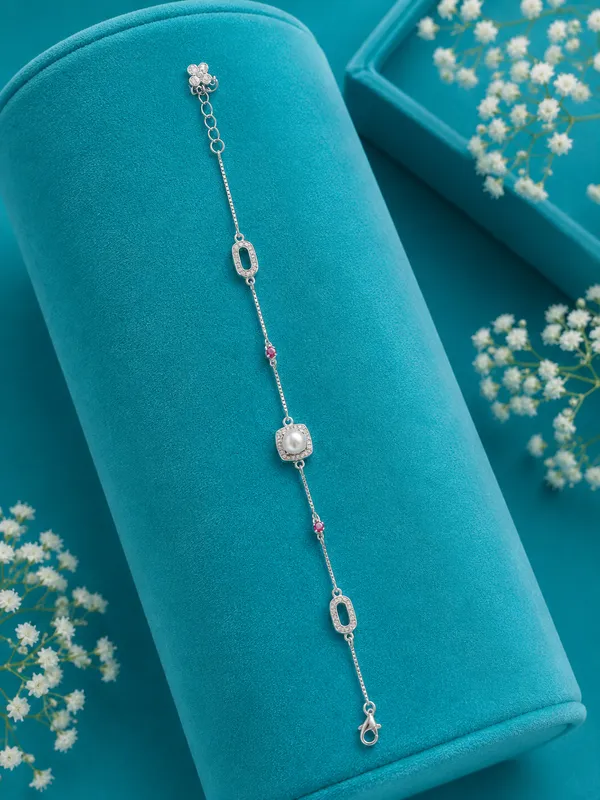 Emerald_&_Pearl_Halo_Bracelet_-_Pink_-_Made_With_925_Silver