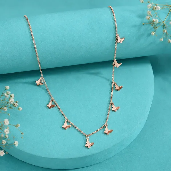 Tivara_Multi-Butterfly_Charm_Necklace___-_Made_with_925_Silver_-_Rose_Gold