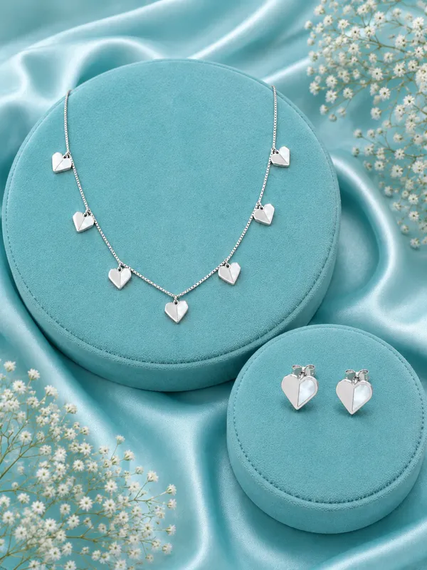 Mother_Of_Pearl_Heart_Necklace_Set_-_925_Silver