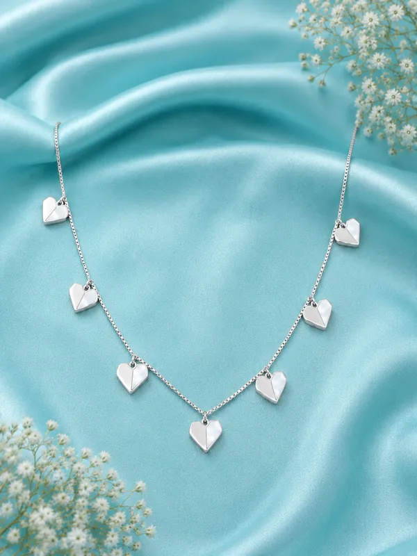 Mother_Of_Pearl_Heart_Necklace_Set_-_925_Silver