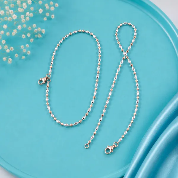 Rose_Gold_Dual_Tone_Sparkle_Beaded_Anklet_925_Silver_-_Single