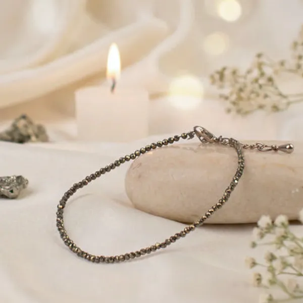 Original_Pyrite_Beaded_Anklet_925_Silver_Locking_-_Single