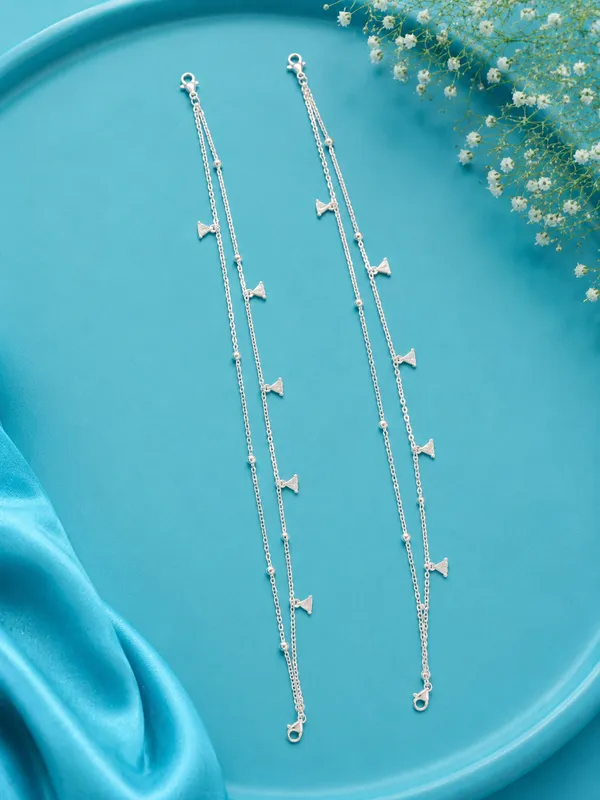 Celeste_Traingle_Charms_Double_Layer_Anklet_925_Silver_-_Single