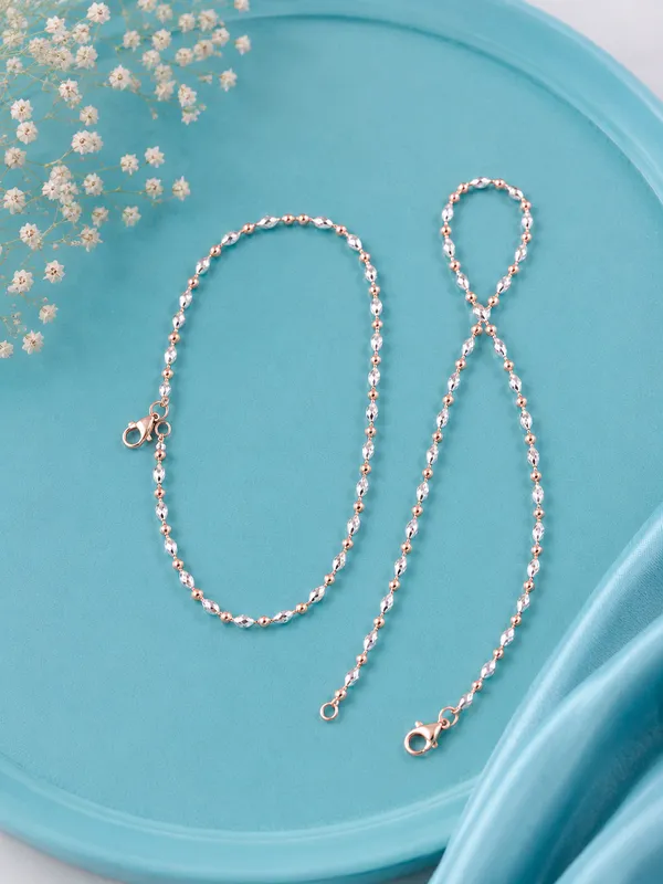 Rose_Gold_Dual_Tone_Sparkle_Beaded_Anklet_925_Silver_-_Single