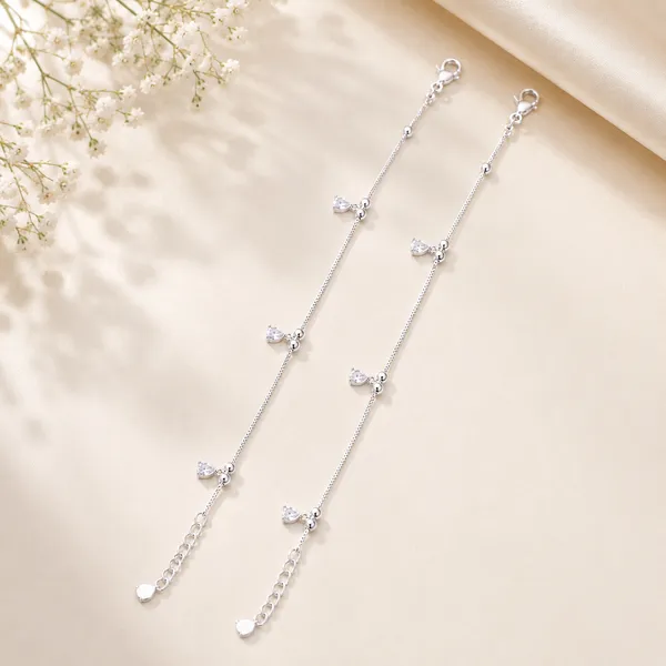 Pear_Solitaire_Charms_Anklet_-_925_Silver_-_Single