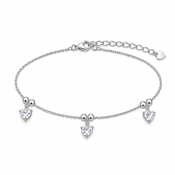 Heart_Solitaire_Charms_Anklet_-_925_Silver_-_Single