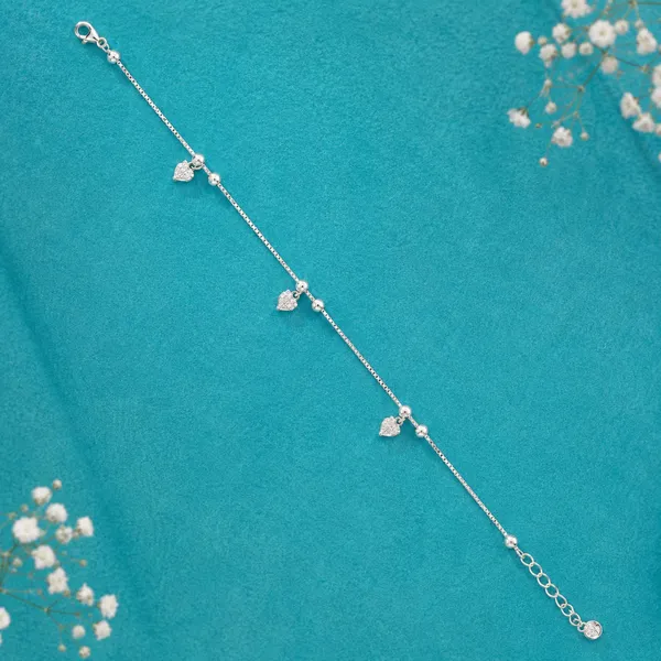 Heart_Solitaire_Charms_Anklet_-_925_Silver_-_Single