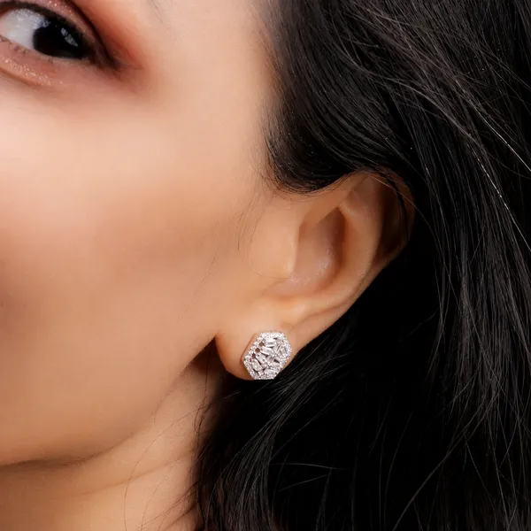 Geogleam_Hexa_Studs_925_Silver_Earrings_With_Aaa_Zircons