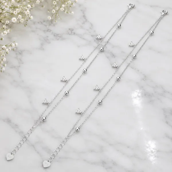 Celeste_Traingle_Charms_Double_Layer_Anklet_925_Silver_-_Single