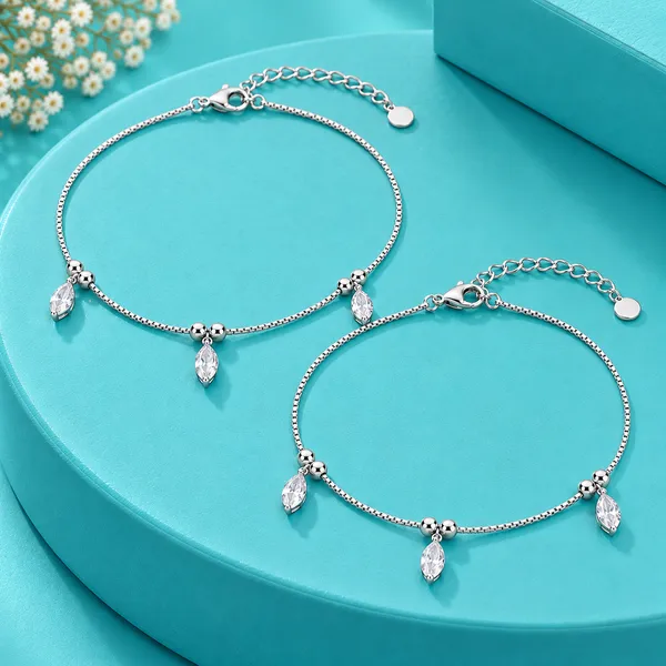 Marquise_Solitaire_Charms_Anklet_-_925_Silver_-_Single
