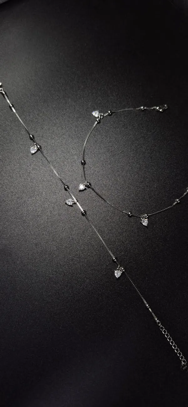 Heart_Solitaire_Charms_Anklet_-_925_Silver_-_Single