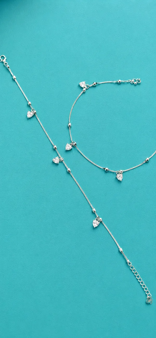 Heart_Solitaire_Charms_Anklet_-_925_Silver_-_Single