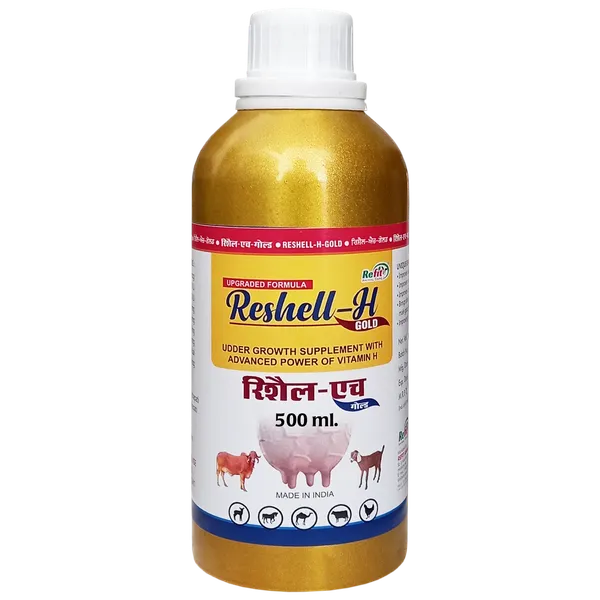 Veterinary_Vitamin_H_Supplement_for_Cow,_Cattle,_Goat,_Chicken,_Layers,_Broilers,_Poultry_and_Other_Livestock_Animals,_Reshell-H_GOLD_500_ml