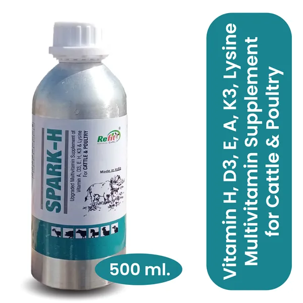 Veterinary_Multivitamins_A,_D3,_E,_H,_K3,_Lysine_for_Cow,_Cattle_&_Poultry,_Spark-H_500_ml.