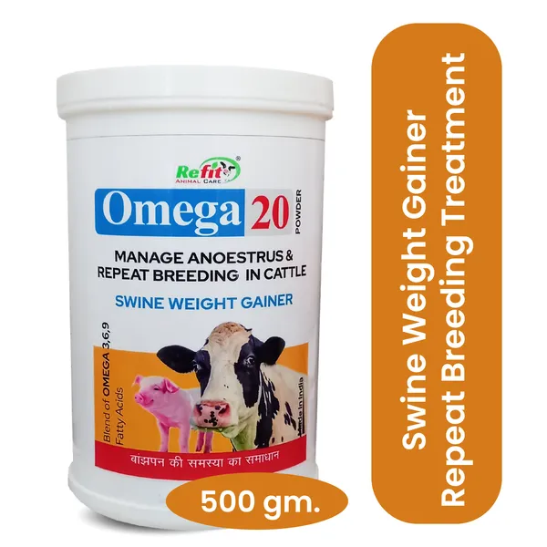 Swine_Weight_Gainer_and_Repeat_Breeding_Treatment_in_Cattle,_Omega-20_Powder_500_gm