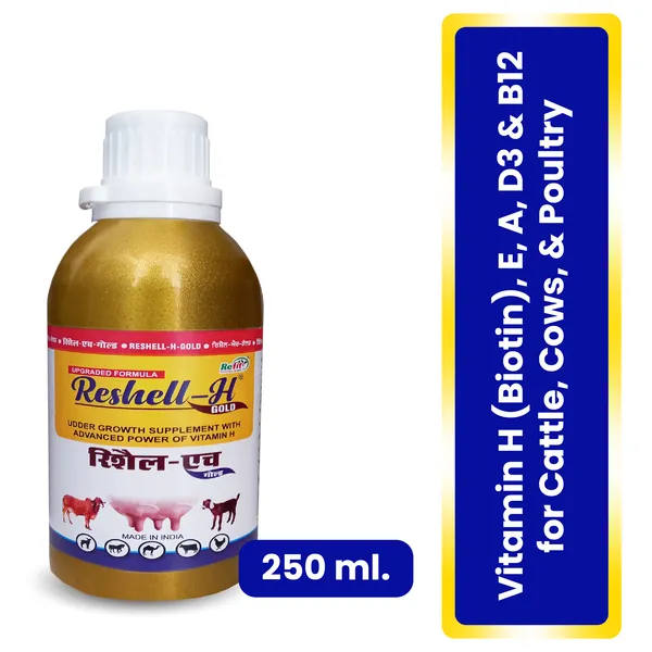 Veterinary_Vitamin_H_Supplement_for_Cow,_Cattle,_Goat,_Chicken,_Layers,_Broilers,_Poultry_and_Other_Livestock_Animals,_Reshell-H_GOLD_250_ml.
