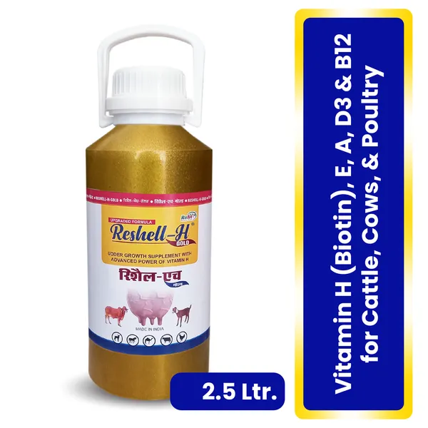 Veterinary_Vitamin_H_Supplement_for_Cow,_Cattle,_Goat,_Chicken,_Layers,_Broilers,_Poultry_and_Other_Livestock_Animals,_Reshell-H_GOLD_2.5_Ltr