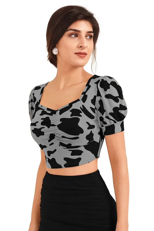 Women's_Grey_And_Black_Cow_Print_Puff_Sleeve_Crop_Top