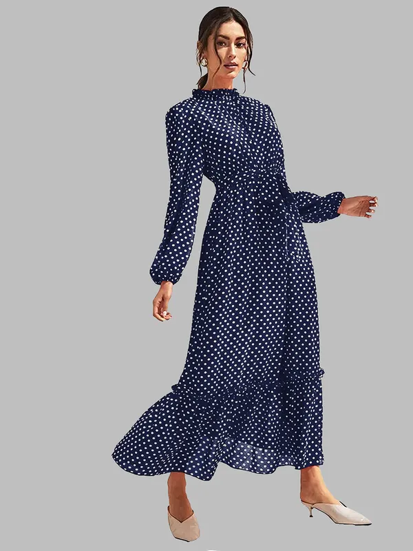 Navy_Blue_Polka_Dot_Long_Maxi_Dress_With_Ruffle_Details