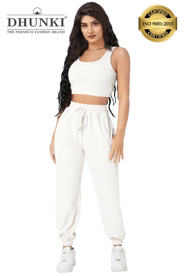 Women's_White_Crop_Top_And_Jogger_Co_Ord_Set_With_Drawstring_Waist