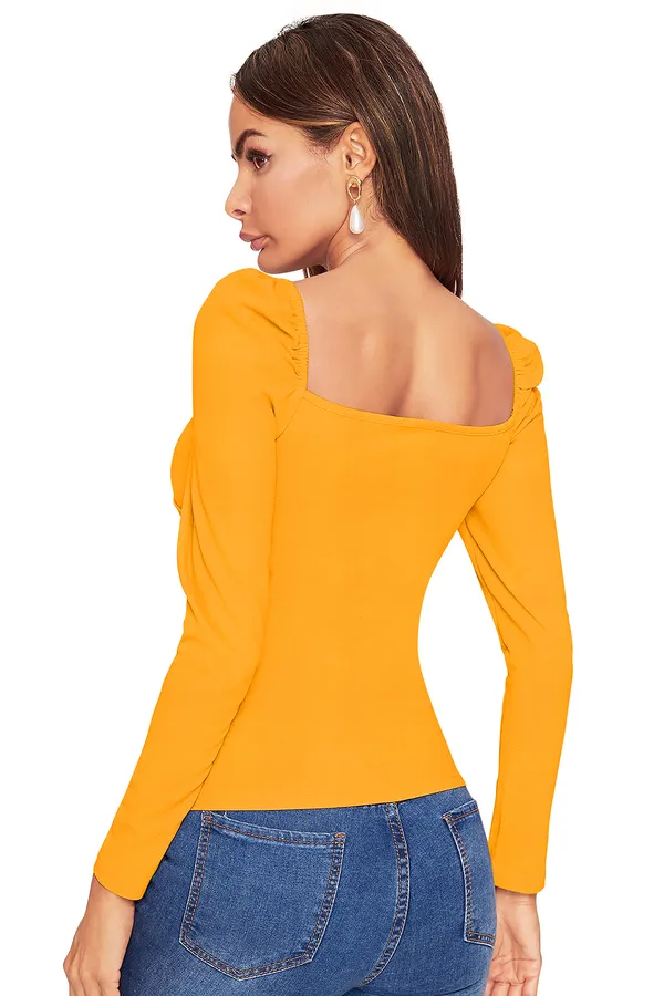 Women's_Mustard_Yellow_Puff_Sleeve_Sweetheart_Neck_Top