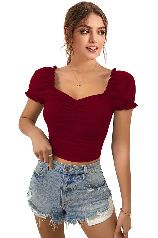 Women's_Maroon_Ruffle_Sleeve_Crop_Top