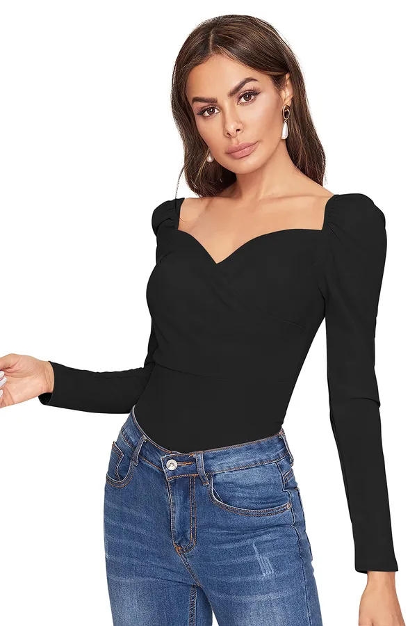 Women's_Black_Puff_Sleeve_Sweetheart_Neck_Top