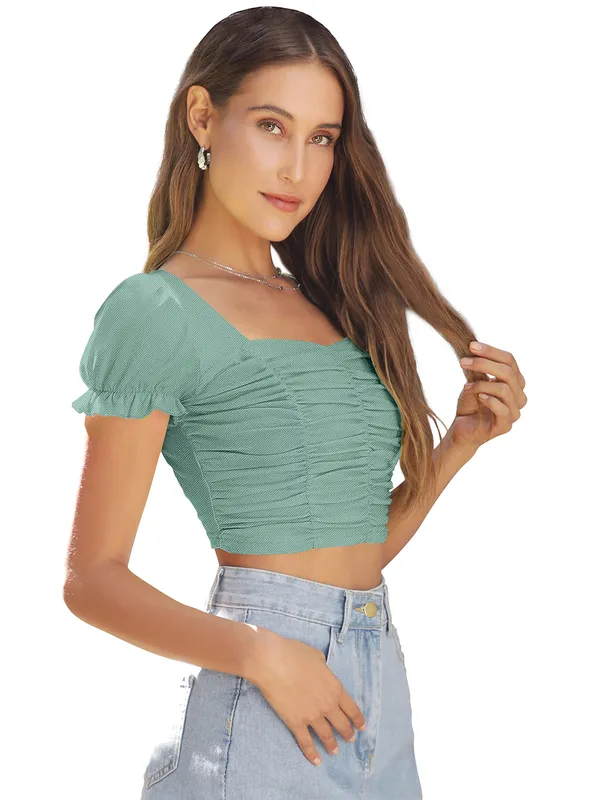 Sage_Green_Ruched_Crop_Top_With_Puff_Sleeves