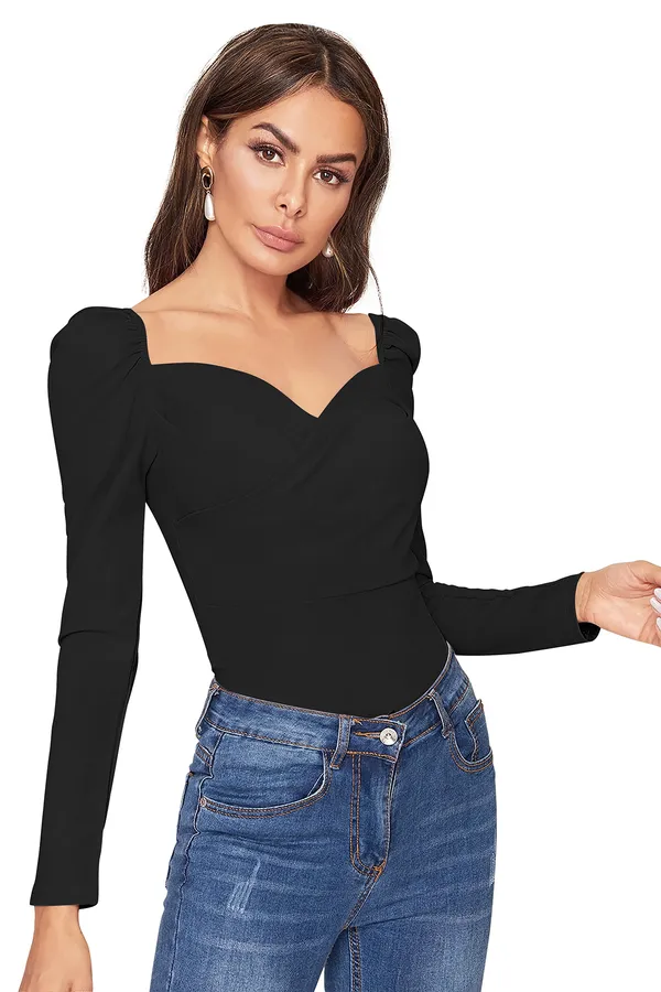Women's_Black_Puff_Sleeve_Sweetheart_Neck_Top