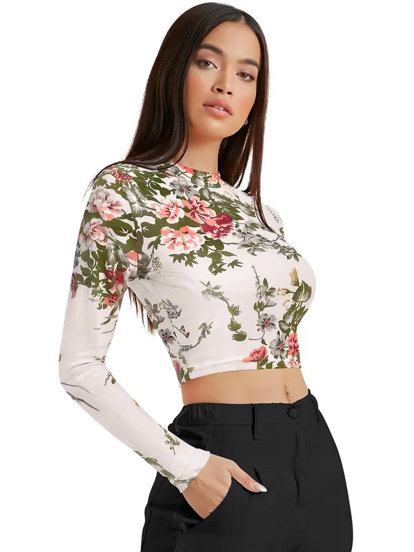 Floral_Print_Long_Sleeve_Crop_Top_For_Women