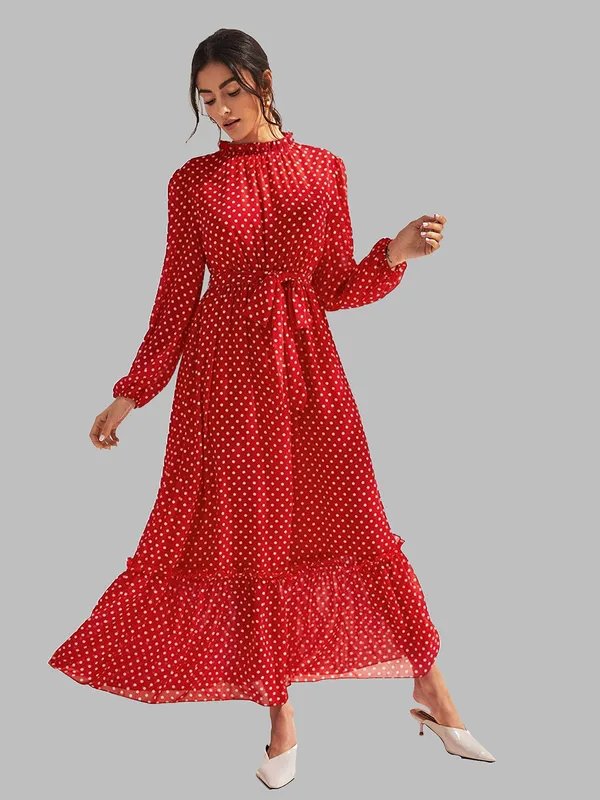 Red_Polka_Dot_Long_Sleeve_Maxi_Dress_For_Women