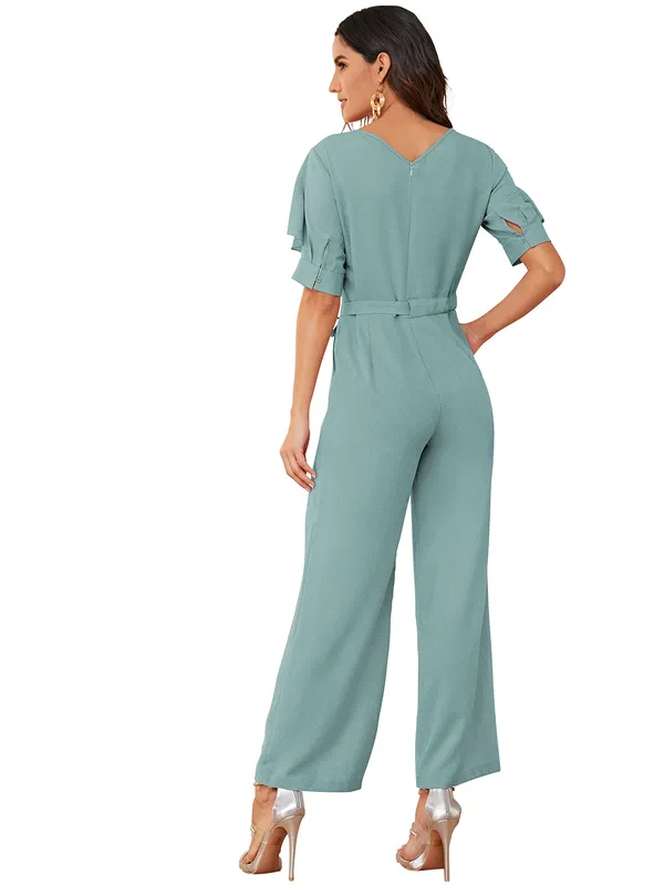 Sage_Green_Ruffle_Sleeve_Jumpsuit_With_Belt