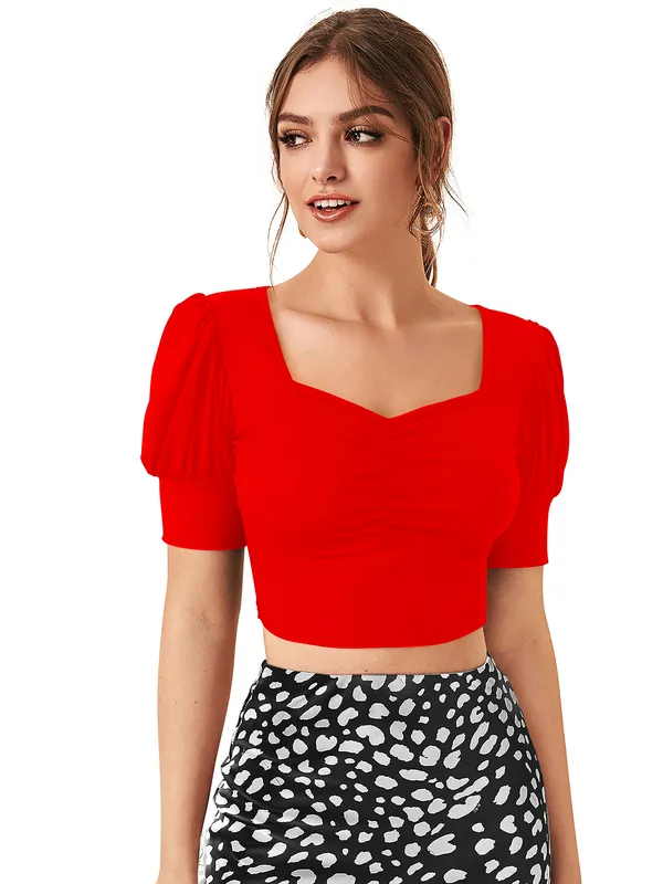 Red_Puff_Sleeve_Crop_Top_With_Sweetheart_Neckline