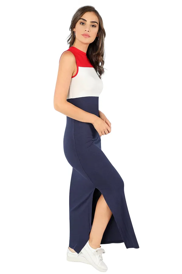 Women's_Color_Block_Sleeveless_Maxi_Dress_With_Side_Slit_Red,_White_And_Navy