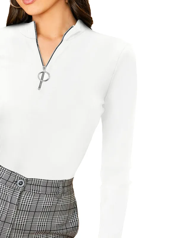 Women's_White_Ribbed_Mock_Neck_Long_Sleeve_Top_With_Front_Zipper_Detail