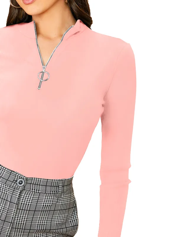 Pink_High_Neck_Long_Sleeve_Top_With_Front_Zipper_Detail