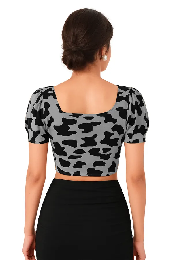 Women's_Grey_And_Black_Cow_Print_Puff_Sleeve_Crop_Top